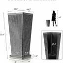 24" Tapered Tall Planters for Outdoor Plants with Tray&Shelf, Gray, 23.6"H x 10.2"W x 10.2"W
