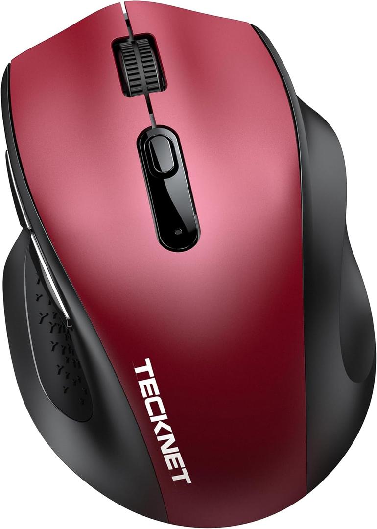 TECKNET Wireless Mouse for Laptop, Silent Mouse Quiet Click, Computer Mice Wireless, 6 Adjustable 4000 DPI Computer Mice (Red)