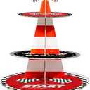 xbaiyanr 3-Tier Racing Traffic Cones Cupcake Stand for Race Car Birthday Party Decorations,Race Car Party Supplies, Paper Rounded Table Centerpiece for Cakes, Muffins, Macaroons