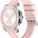 Juntan Curved Ends Silicone Watch Band 20mm 22mm Universal Soft Rubber Sport Replacement Watch Straps for Moonswatch Multiple Colors Watch Bands Men Women (Pink)