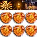 6PCS Amber Watermelon Lights for Semi Truck Trailer, Dual Mode Steady & Strobe Cab Marker Roof Clearance Lights, Durable ABS Lens Amber LED Water Melon Light for Kenworth Peterbilt Freightliner Trucks