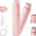 Bikini Trimmer for Women - 2 in 1 Women Electric Razor, Rechargeable Body Hair Trimmer and Facial Hair Remover, IPX7 Waterproof Wet & Dry Use Womens Electric Shaver for Bikini Underarm Leg Arm Body (Pink)