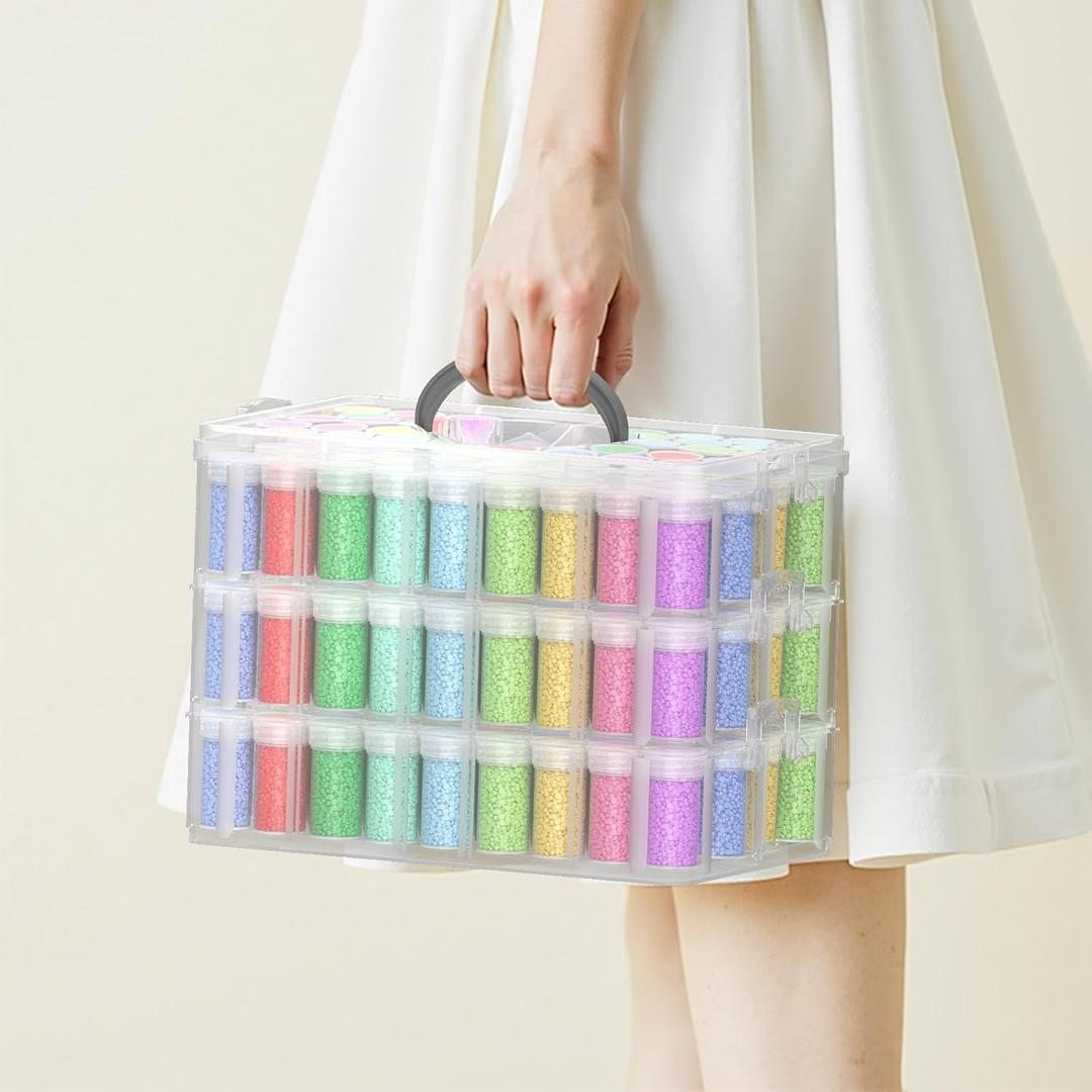 3-Tier Diamond Painting Storage Box,156 Slot Diamond Art StorageSuitable for Pills, Seed, DIY Diamond Art Storage Containers