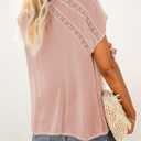 Dokotoo Women's V Neck Lace Crochet Eyelet Tops Short Sleeve Casual Shirts Blouses (Medium)