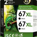 67XL Ink Cartridges Black Combo Pack Compatible for hp Ink 67 Work with DeskJet 2700 2700e 2752e 2755e 4155e 4155 Envy 6400 6055 6055e 6455e Envy Pro 6452 6458 6475 2Pack