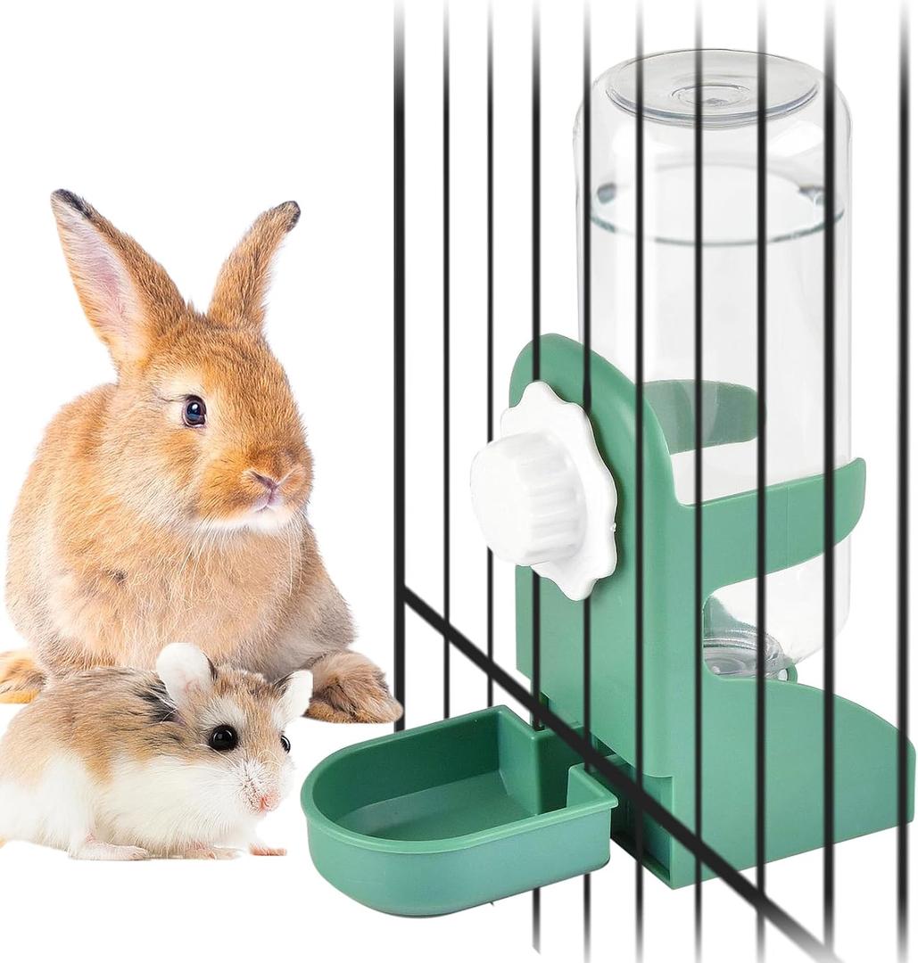 kathson Rabbit Water Dispenser for Cage 17 Oz Hanging Guinea Pig Water Bottle No Drip Gravity Automatic Bunny Water Bottle No Leak Small Animal Water Bottle for Chinchilla Ferret Hamster(Green (Blue)