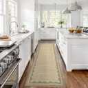 Scalloped Rug 2.5x10 Runners for Hallways, Solid Jute Non Slip Scalloped Bath Runner, Washable Rug for Bedroom Girls, Rugs for Kitchen Floor Soft Dorm Nursery Carpet for Bedside