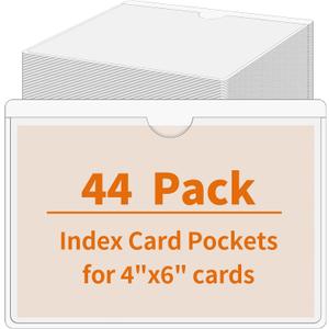44 Pack Storage Bins Labels, 4x6 Photo Sleeves, Clear Index Card Holder, Plastic Adhesive Pockets for Tote Cards Organizing Bins Box Drawer (46 inch)