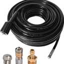 100FT 5800 PSI Pressure Washer Hose Jetter Nozzles Kit 1/8NPT Sewer Drain Rotating Quick Connect Nozzle Button Nose With M22-14/15mm Double Rod Thread Brass Replacement