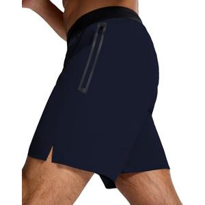SNOWTEN Men's 5" Running Active Shorts - Lightweight Quick Dry Gym Sports Tennis Short Single Zipper Pocket for Essentials, Navy, M
