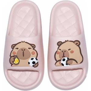 XIXITIAO Capybara Slippers for Women Men,Capybara Cute Slides,Non Slip Quick Drying Bathroom Slippers,Funny Sandals, Capybara Shower Shoes (Pink)