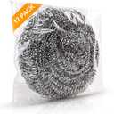 12Pack Upgraded Steel Wool Scrubbers - Premium Stainless Steel Scrubber, Metal Scouring Pads, Steel Wool Pads, Kitchen Cleaner, Heavy Duty Cleaning Supplies - Especially for Tough Cleaning