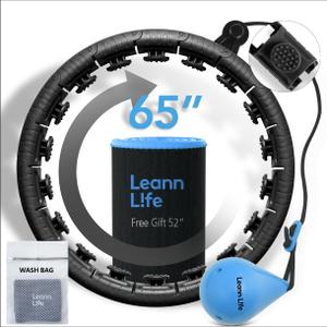 U2 Black-32 Knots 19- 65, Detachable & Size Adjustable Weighted Hula Hoop for Kids Adults Weight Loss, Infinity Hoop Plus Size, Abdominal Toner,5 Color Balls, Free Waist Trimmer & Wash Bag