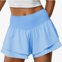 Fisoew Womens High Waisted Athletic Shorts Ruffle Tiered Running Workout Tennis Shorts with Build in Shorts,Size XXL