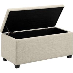 Amazon Basics Upholstered Storage Rectangular Ottoman and Entryway Bench, Polyester, Beige, 90.17 cm (W) × 41.91 cm (D) × 43.18 cm (H).