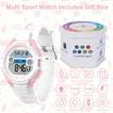 Kids Digital Watch for Boys Girls, Waterproof LED Colorful Lights Sports Watch Suitable for 5-17 Years Old Teenagers (with Gift Box) (B-white/pink)