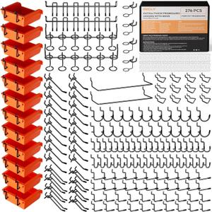 INCLY 276PCS Extra Thick 1/4" Pegboard Accessories Organizer Kit, Heavy Duty Black Pegboard Hooks with Bins & Paper Towel Holder, Peg Board Hook Assortment for Garage Wall Attachments Hanging Tools