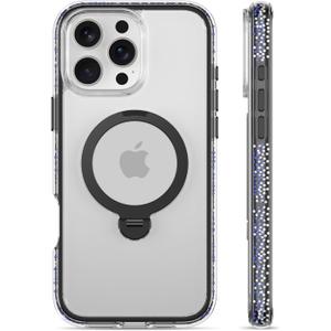 RAPTIC 360Spin Magnetic Stand for iPhone 16 Pro Max Case, Compatible with Magsafe, [360 Air-Filled AirJoy Beads] Military-Grade Shockproof Protective Case with Kickstand, 6.9-inch Black