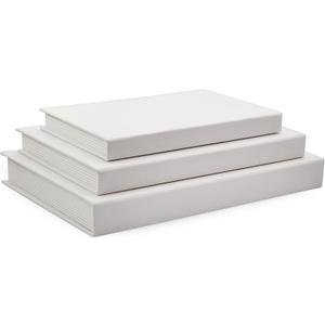 AuldHome Design Slimline Faux Book Stack (Set of 3, White); Blank Set of 3 Tiered Sizes Decorative Book Boxes for DIY Crafts and Home Decor