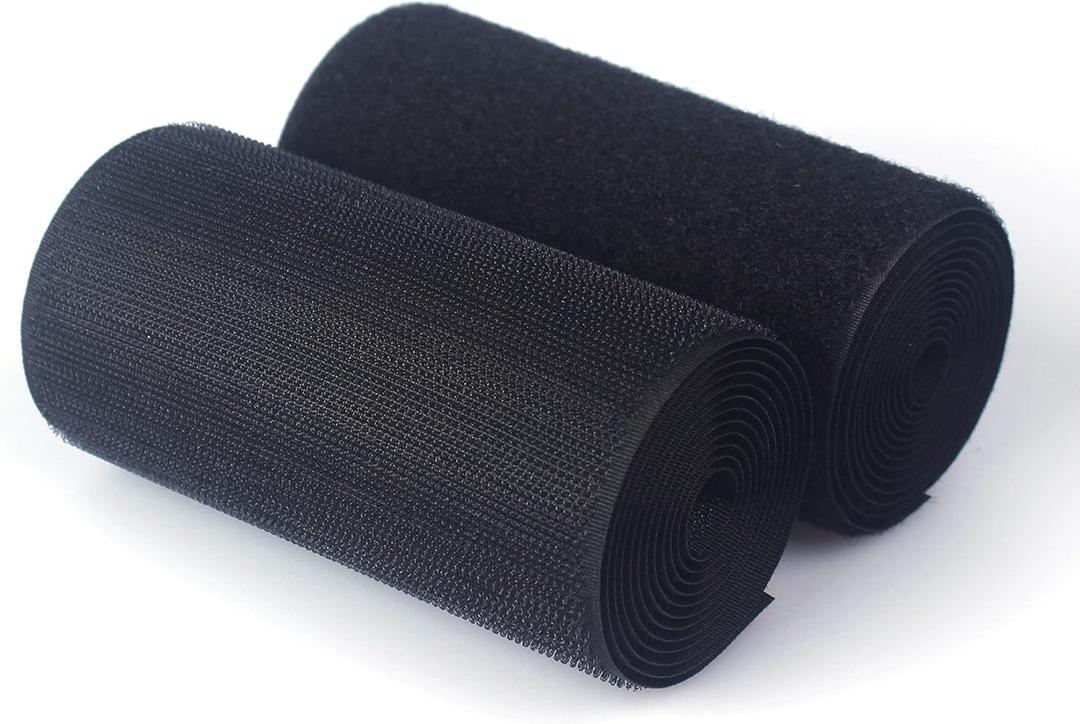 Sew on Hook and Loop Style,Non-Adhesive Nylon Strips Fabric,5 Inches Width 1.5 Yards Length,Black (5in x 1.5yd)