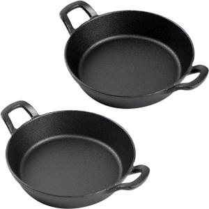 DVK Small Cast Iron Skillet Round Frying Shrimp Pan Set Suitable for kitchen, Indoor and Outdoor Picnics (2, 6In)