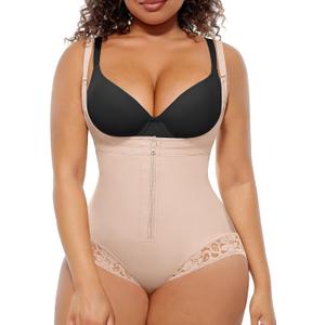 FeelinGirl Women's Faja Body Shaper Postpartum Fajas Colombianas Shapewear Tummy Control Body Shaper Butt Lift Bodysuit (Medium, Khaki)