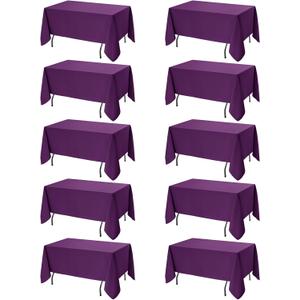 10-Pack Purple Tablecloths for Rectangle Tables, 70 x 120 Inches, Stain-Resistant Polyester Fabric for 6 Foot Tables - Washable Table Covers for Weddings, Banquets, Birthday Parties, Events