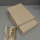 GlikCeil Linen Covered Decorative Books, Set of 3, Coffee Table Books Fabric Book Decor with Wooden Beaded Tassel Neutral Home Decor for Rustic Farmhouse Modern Shelves Tiered Tray