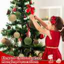 Aneco 36 Pcs Velvet Christmas Ornaments Bulk, 3 Sizes Flocked Christmas Tree Ball, Plastic Xmas Decorative Hanging Ornaments with 36 Ribbons for Xmas Holiday Wreath Tree Decor (Green, Beige, Brown)