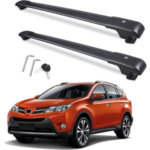 Autekcomma 260lb Loading Weight Heavy Duty Roof Rack CrossBars Replacement for 2013-2018 Toyota RAV4,Anti-Corrosion,Aluminum Black Matte with Anti-Theft Locks (ONLY FIT Original Side Rail)