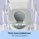 Medline Drop Arm Commode Chair for Adults and Seniors, Padded Seat, Removable Pail, Splash Guard, Drop-Down Arms, 350 lb. Weight Capacity