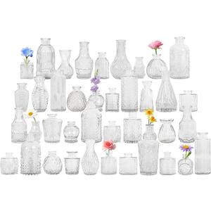40Pcs Glass Bud Vase Set,Small Flower Vase for Tables Centerpieces Decor, Mini Vintage Clear Vase for Home,Wedding,Party Decorations