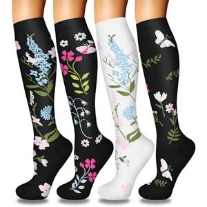 Iseasoo 4 Pairs Compression Socks for Women Circulation-Best Support for Nurses, Running, Athletic, Travel, L-XL