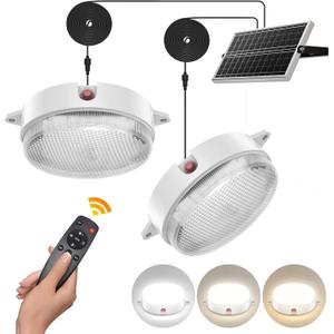 Solar Ceiling Lights 2 Pack, Daytime & Night 3200K/4000K/6000K Dimmable Shed Lights with On/Off Switch & Remote, 120LED*2 Solar Lights Outdoor & Indoor for Home Barn Shop Carpot Chicken Coop