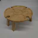 Portable Wine Table, Wooden Outdoor Folding Picnic Table with Wine Glass Holder, Portable Camping Wine Table Snack Tray