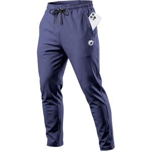 CANGHPGIN Mens Athletic Joggers with Zipper Pockets Lightweight Gym Sweatpants Men Stretch Workout Track Pants Jogging, X-Large, Navy