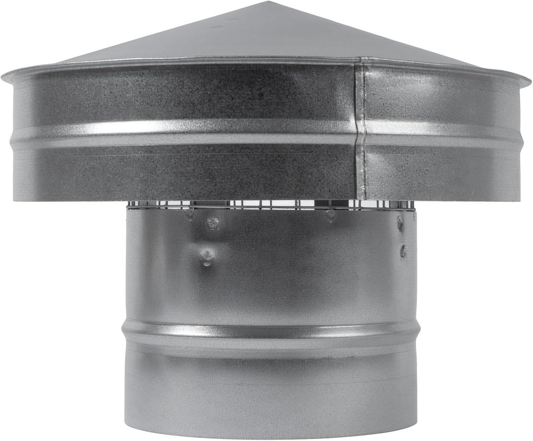 5" Inch Round Galvanized Steel Roof Cap with Mesh - Weather-Proof Chimney Cover with Side Wall - Fireplace Duct Rain Guard - Exhaust or Supply Ventilation Top Cover - Perfect Insulation Protector Cap (With Mesh + Side Walls)