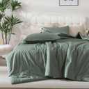 Caressma Comforter Set Twin Size Olive Green, 100% Cotton Bedding Comforter Set, Breathable Soft Comforter (68"x90") for All Seasons with Pillowsham