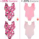 Girls One Piece Cute Swimsuit with Ruffled Straps, UPF 50+ Beach Bathing Suit for Toddler Teen Girls, Size 3M-12Y