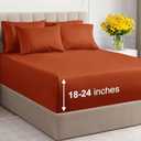 Extra Deep Queen Sheet Set - 6 Piece Breathable & Cooling Sheets - Hotel Luxury Bedding Set with 18-24 Inch Extra Deep Pockets - Easy Fit - Super Soft, Wrinkle Free and Comfy - Terracotta, Queen Size