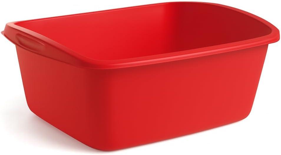 Tribello Plastic Wash Tub Dishpan Basin and Foot Bath for Soaking Feet, Laundry Hand Wash Bucket, Dish Pans for Washing and Storage Cleaning Supplies - 12 Quarts - Heavy Duty - Made in USA (Red)
