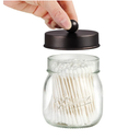 SheeChung Small Mason Jars Qtip Holders, Bathroom Shelf Decor, Guest Bathroom Decor for Cotton Balls, Floss Pick, Cotton Round Pads - Bronze