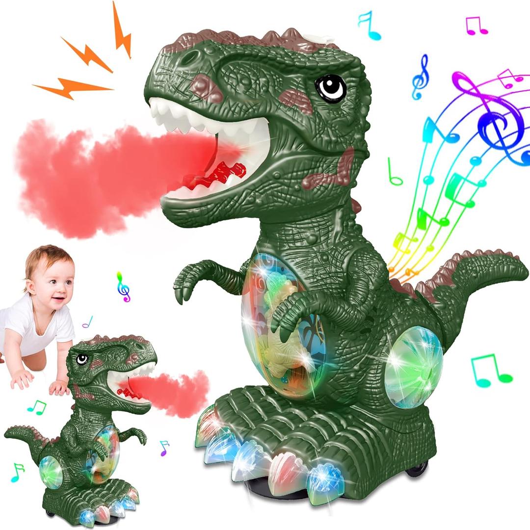 Dinosaur Toys for 3 Year Old Boy,Roar Music and Lights Toddler Toy for Boys Girls Age 3-4,Moving Dino Baby Toy with 1 Wheel,Electric Dinosaur Toy for Kids 3-5,Easter Christmas Birthday Gifts