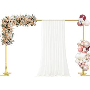 Backdrop Stand,10x7Ft Photo Backdrop Stand Photo Video Studio,Heavy Duty Square Metal Balloon Arch for Parties Wedding Photography Baby Shower Festival Decoration,Gold