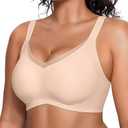 Vertvie Wireless Bras for Women No Underwire Supportive Mesh Crossover Bra Seamless Push Up Full Coverage Everyday Bralettes(Nude,Medium)