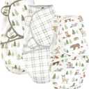 Hudson Baby Unisex Baby Quilted Cotton Swaddle Wrap 3pk, Forest Animals, 0-3 Months