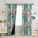 weesire 2 Pack 100% Blackout Boho Floral Curtains, Teal Flower Pattern, 52x96 Inches, Living Room & Bedroom