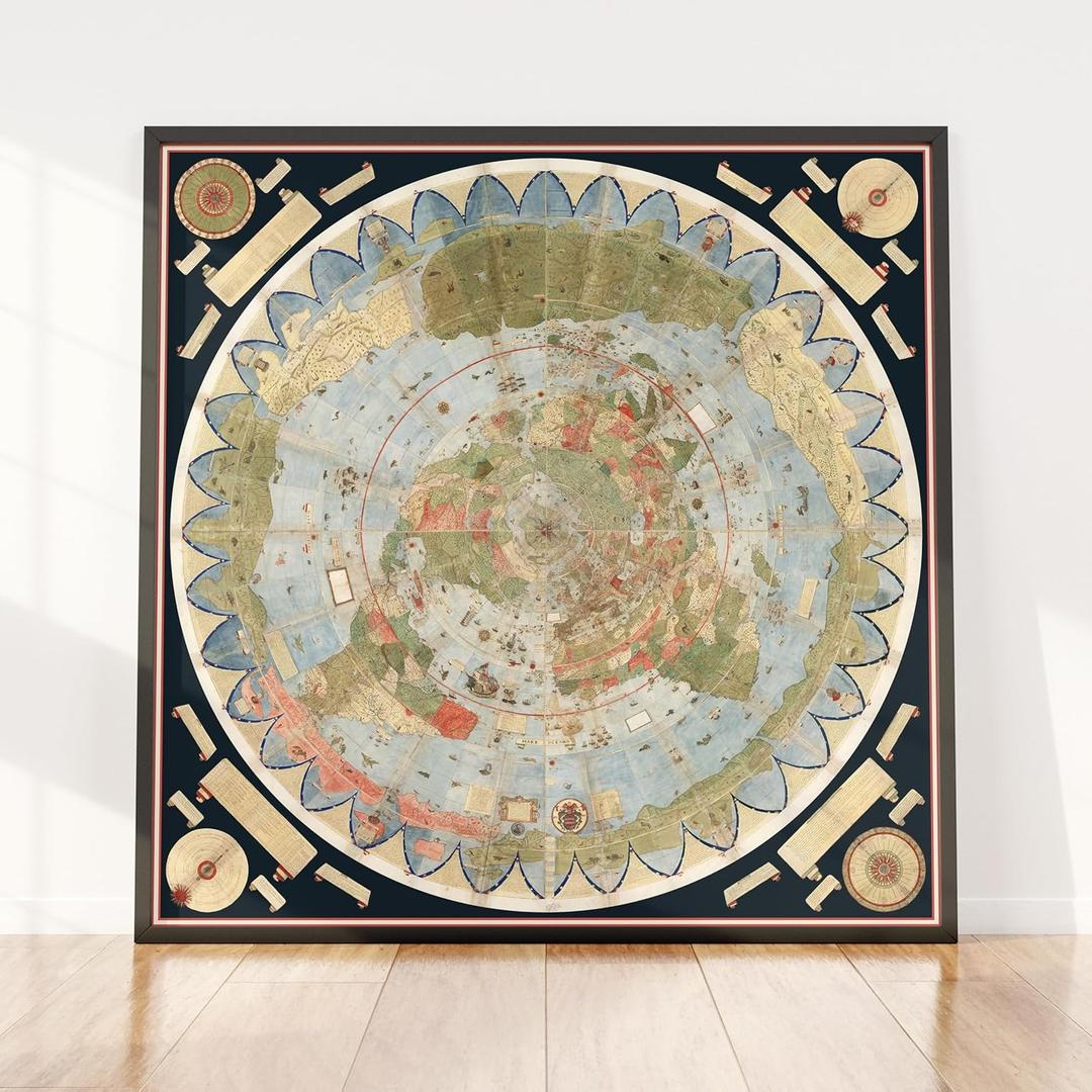 Historic Map - Map of the World, 1587, Urbano Monte - Vintage Wall Art 24in x 24in (24L" x 24W")
