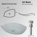 21 Inch Modern Grey Vessel Sink with Drain Stone Resin Bathroom Sink Bowl Small Vessel Sink Above Counter Sink Rectangular
