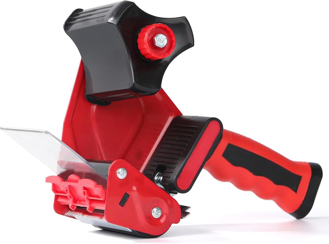 QILIMA 3 Inch Wide Packing Tape Dispenser  Seal Packing for Use Tape Dispenser for Shipping, Moving, Carton and Box Sealing-Red